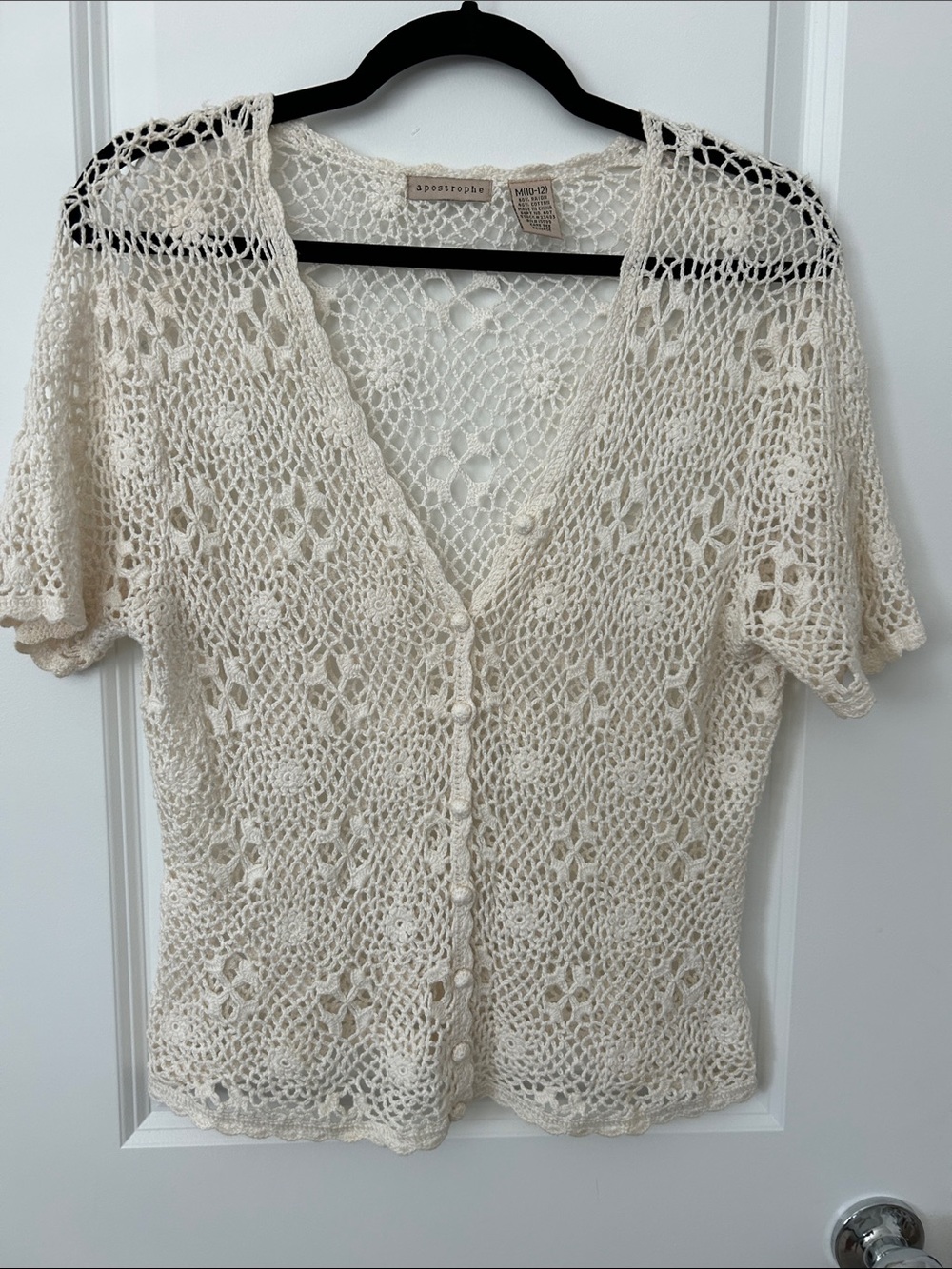 Apostrophe crochet sweater top